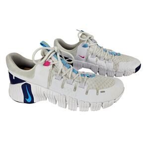 NIKE FREE METCON 5 WHITE AQUARIUS BLUE WORKOUT SHOES - WOMEN'S SIZE 11.5